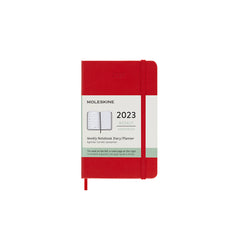 Moleskine - 2023 Hard Cover Diary - Weekly Notebook - Pocket (9x14cm) - Scarlet Red